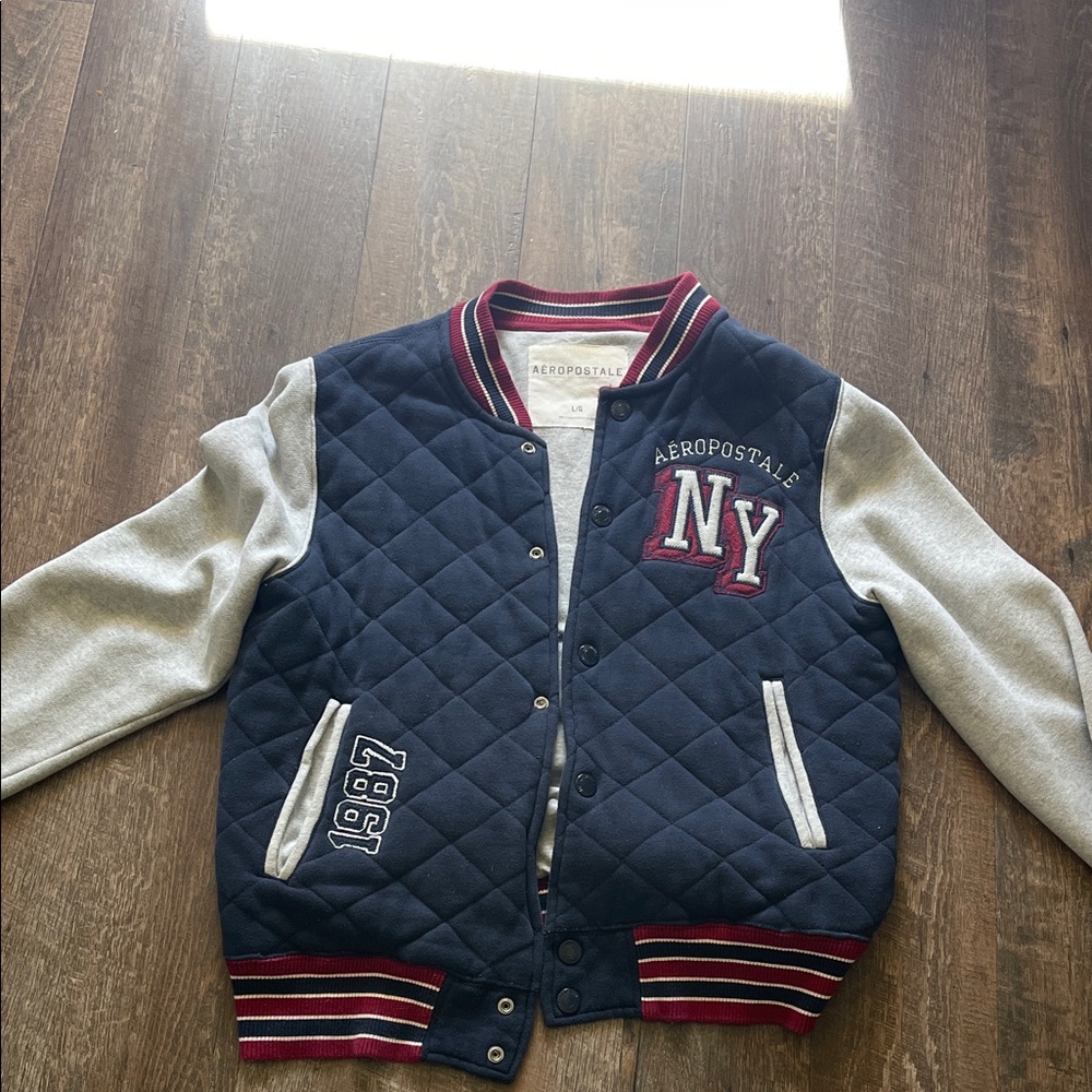 Aeropostale Quilted Navy and Gray Jacket